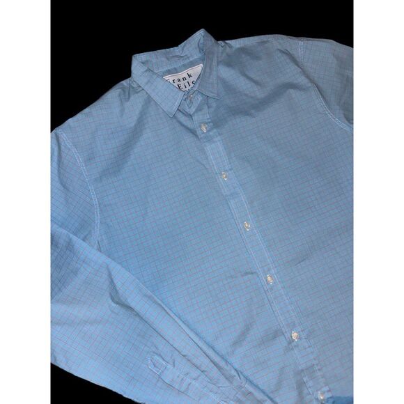 Frank & Eileen Shirt Men's Large Blue Pink Check Button Up Dress Shirt Wedding‎ - Picture 1 of 10